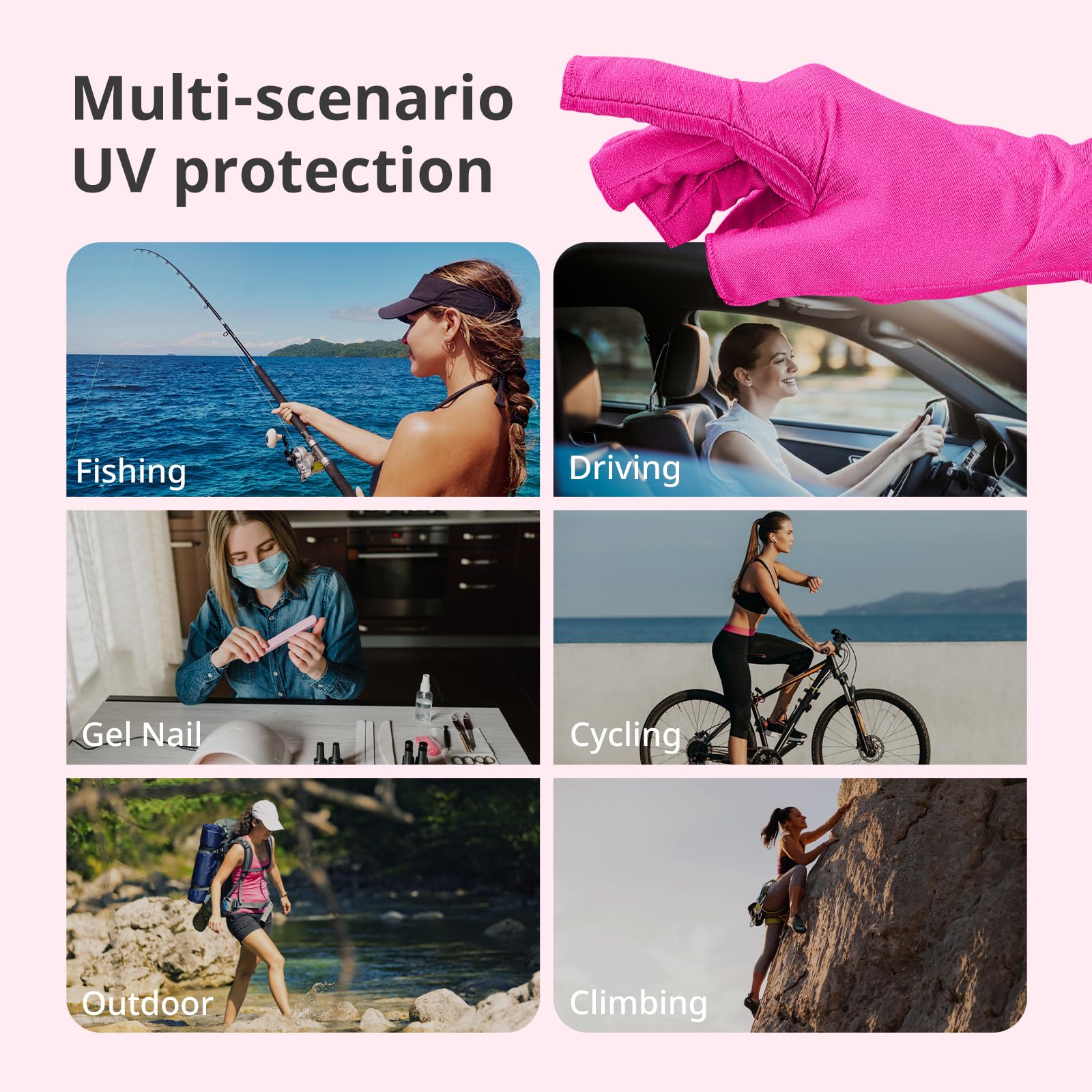 AIRSEE gloves worn while cycling outdoors offering sun protection benefit