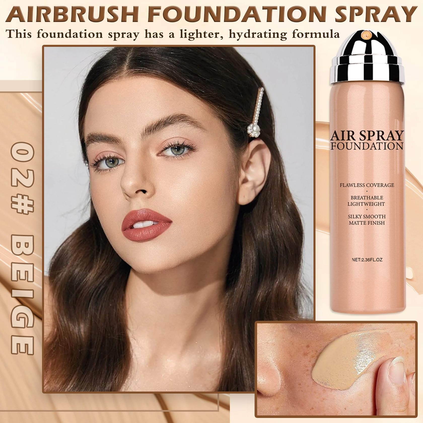AIUEO fine mist spray close-up dispersing even coverage for breathable wear