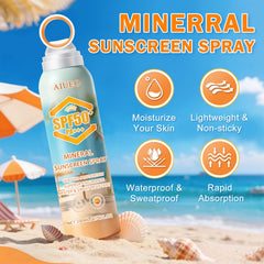 AIUEO model applying spray to forearm demonstrating even coverage