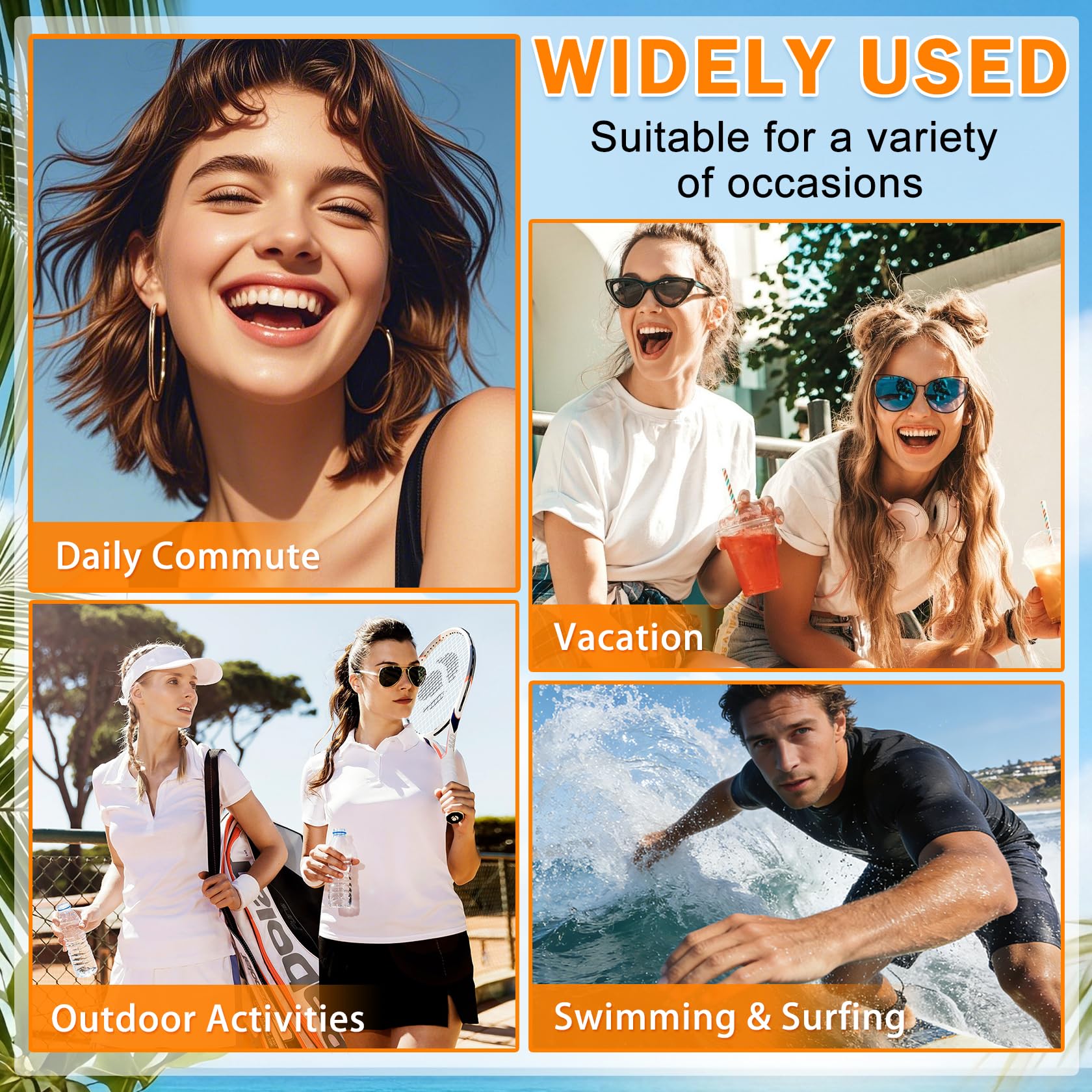 AIUEO lifestyle at beach wearing sunscreen for active sun protection