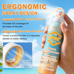 AIUEO close-up of 360° nozzle highlighting easy all-angle spray