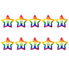 AIUPUOC front view of 10 rainbow star clips showing colorful set and party-ready look