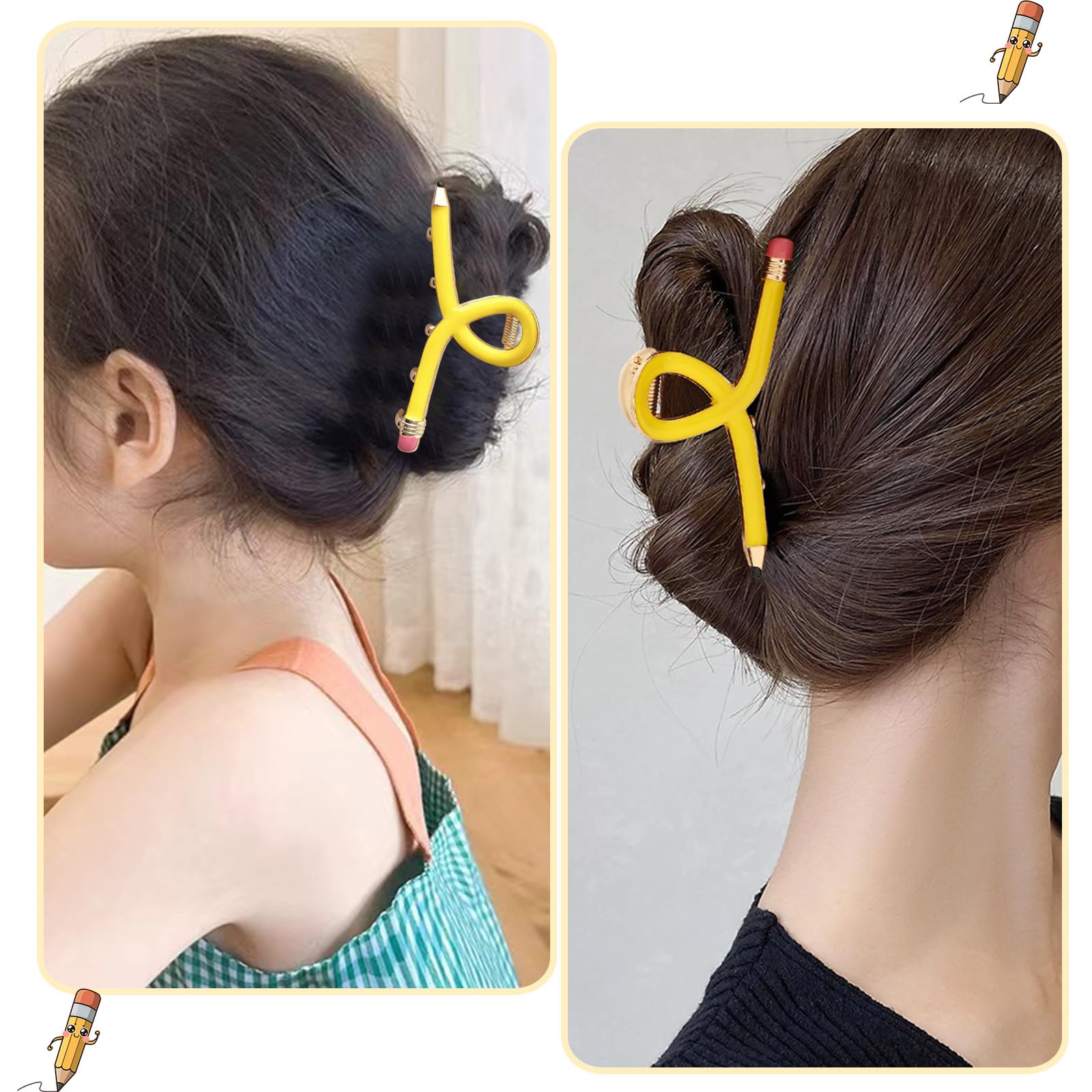 AIUPUOC pencil barrette worn in half-up hairstyle demonstrating tidy practical hold