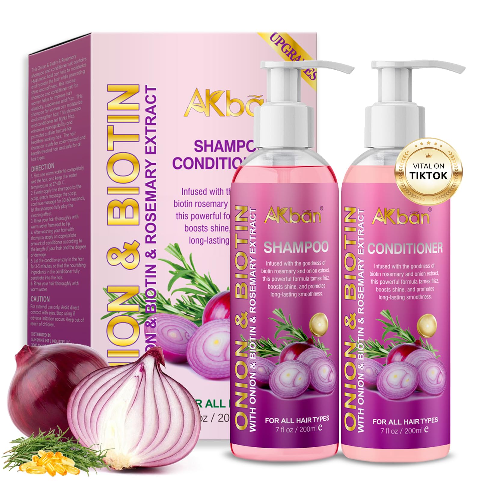 AKBAN front packaging showing both shampoo and conditioner for strengthening