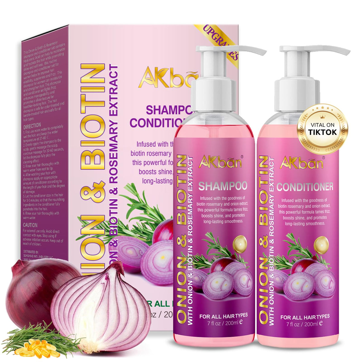 AKBAN front packaging showing both shampoo and conditioner for strengthening