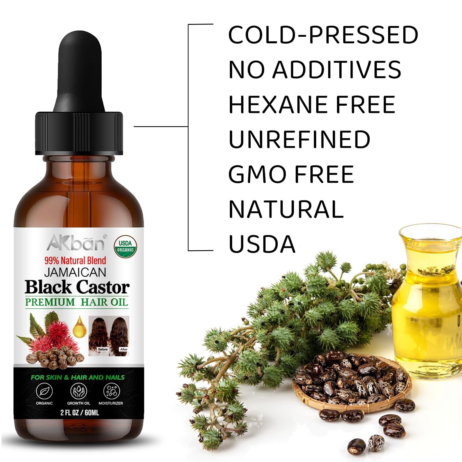 AKBAN close-up of castor oil texture highlighting rich, pure consistency