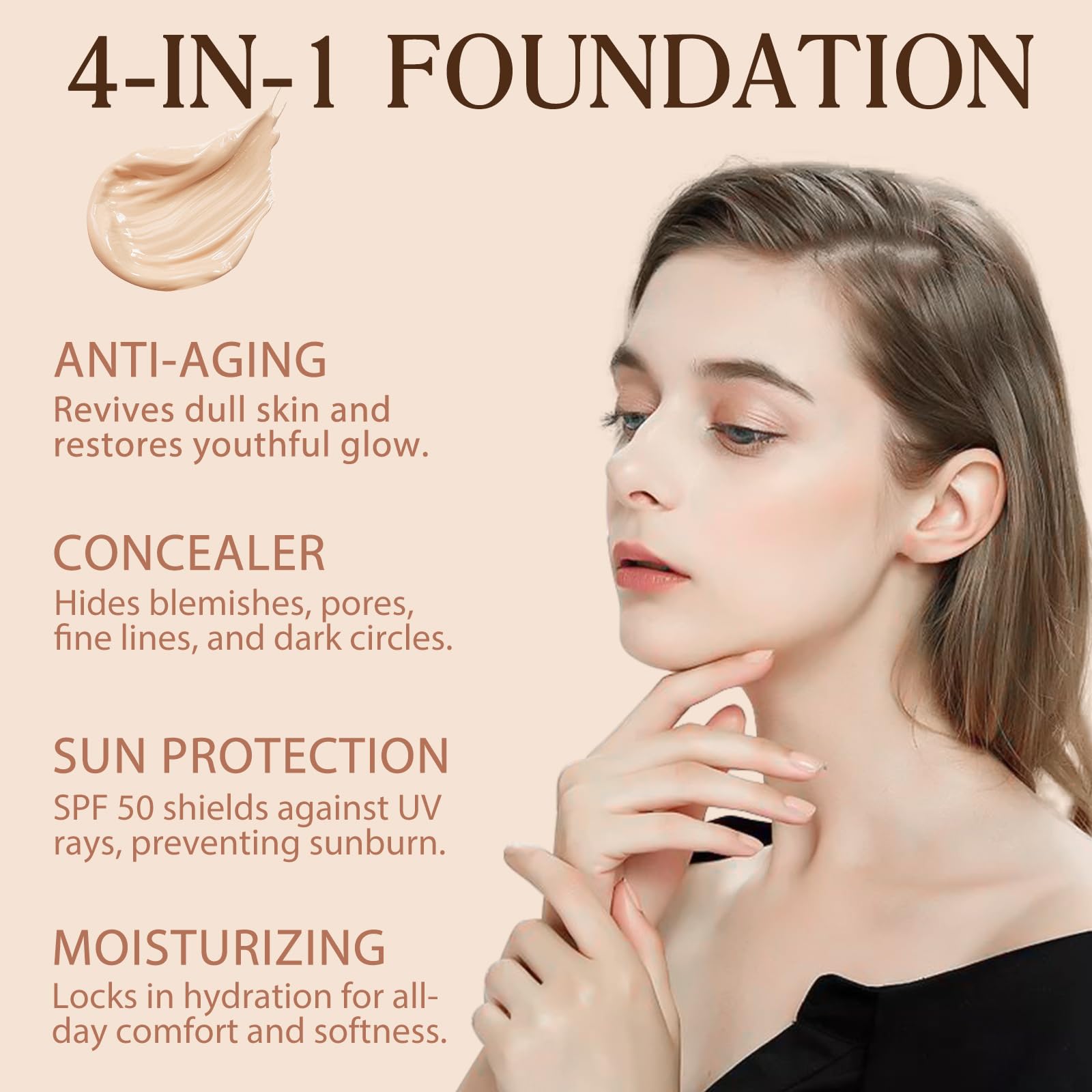 Akeeronn foundation blended on skin close-up, shows natural seamless coverage benefit