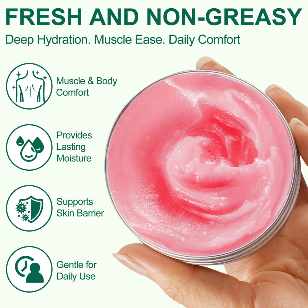 Akeeronn balm being applied to leg conveying soothing comfort