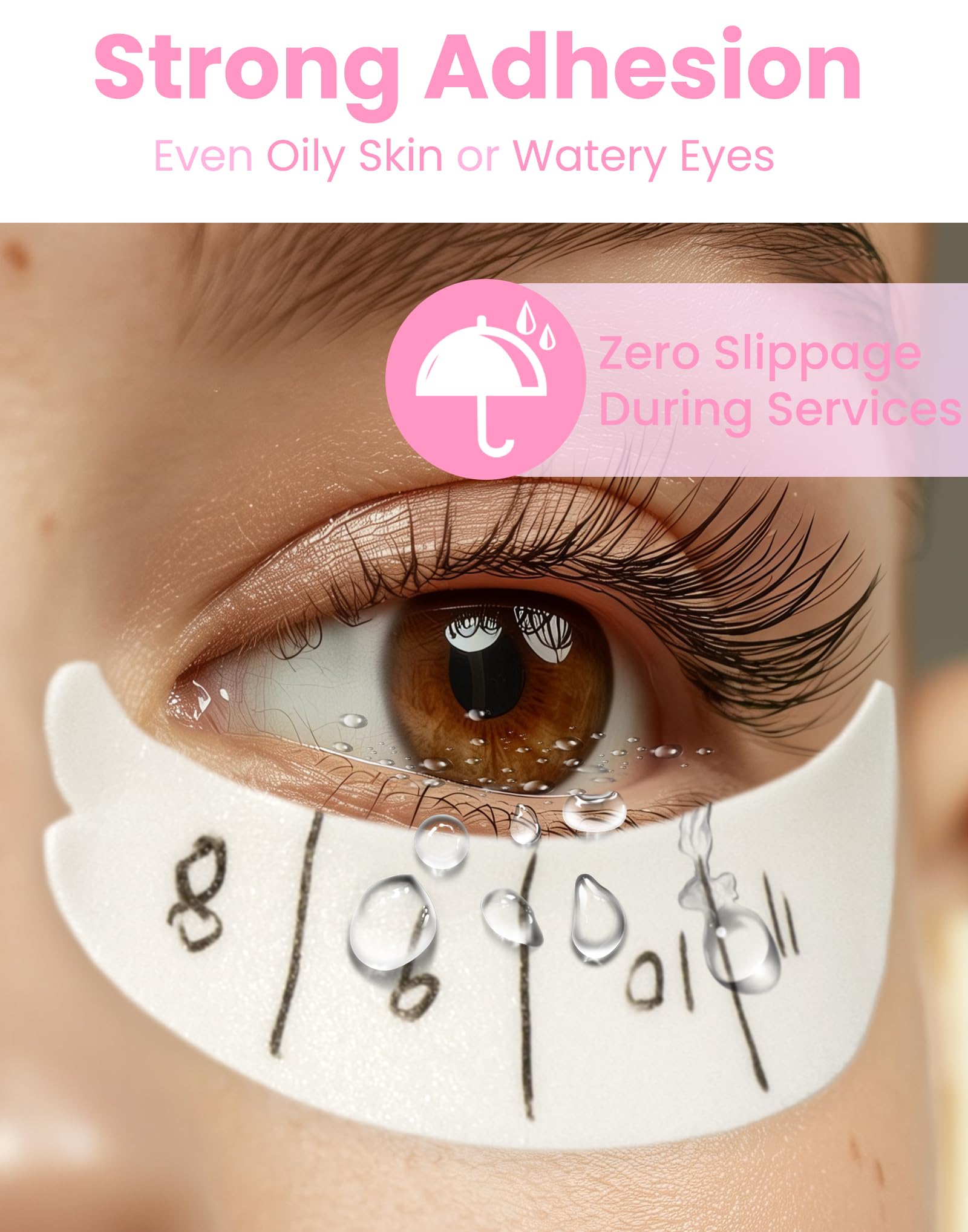 Akissos eye pads in use on model improving lash isolation