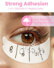Akissos eye pads in use on model improving lash isolation