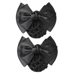 AKOAK front view bowknot barrette showing elegant black design and secure hold