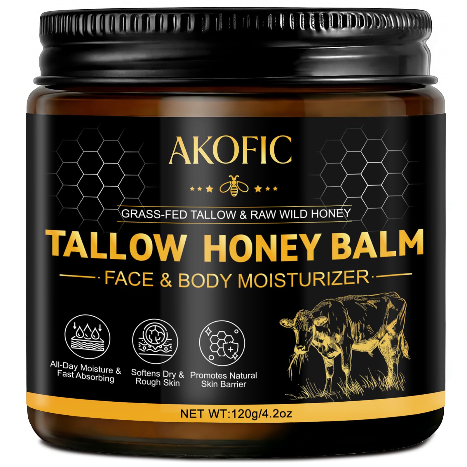 AKOFIC jar front view showing label and organic ingredients benefits