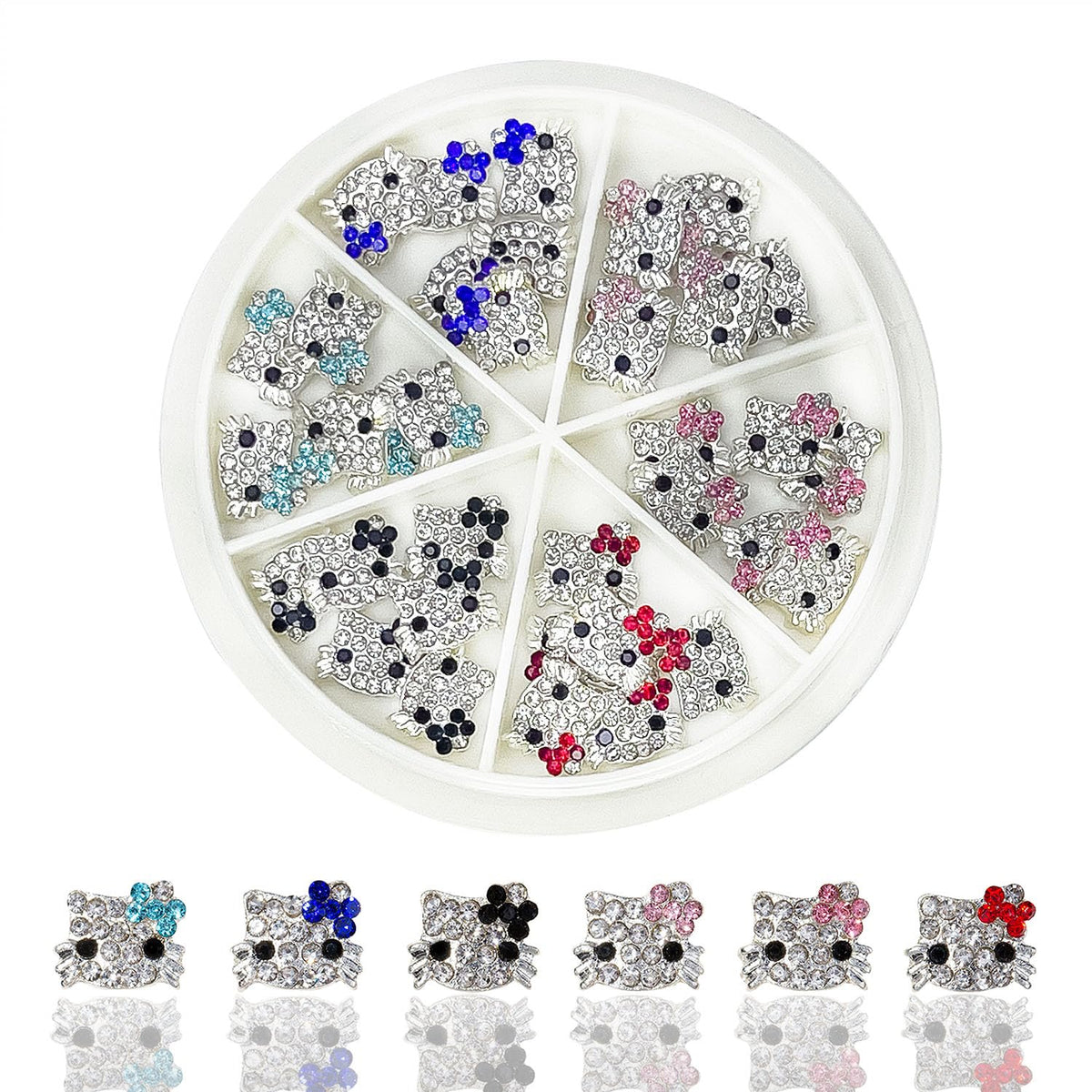 akutoer front packaging showing 36-piece kawaii nail charms and variety benefits
