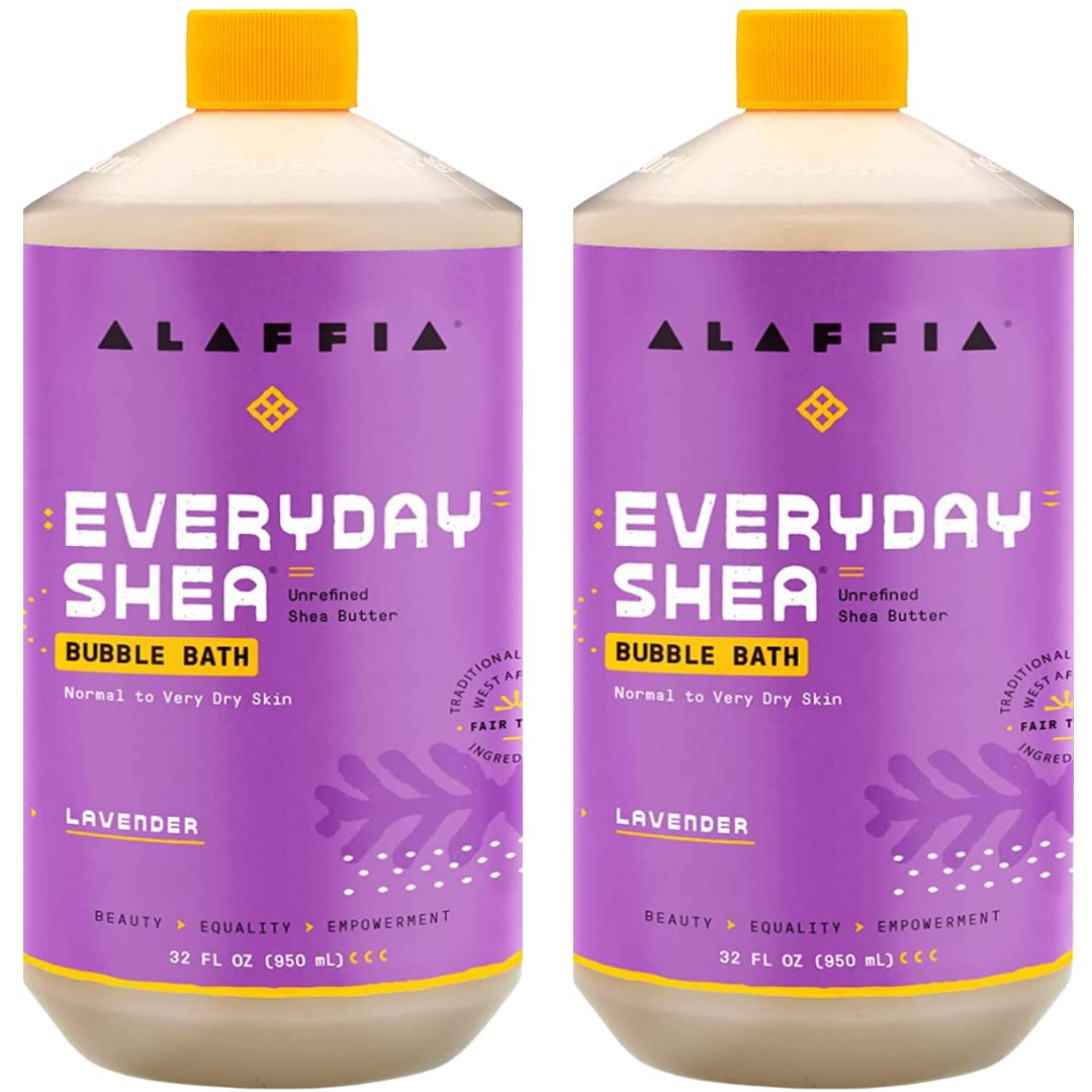Alaffia front-facing bottle showing label and calming lavender scent benefit