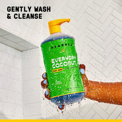 Close-up of Alaffia coconut wash foam texture illustrating gentle lather