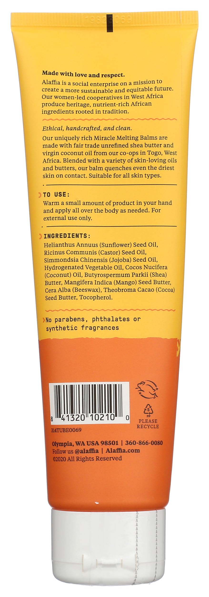 Alaffia open tin close-up displaying smooth texture for easy skin melting benefit