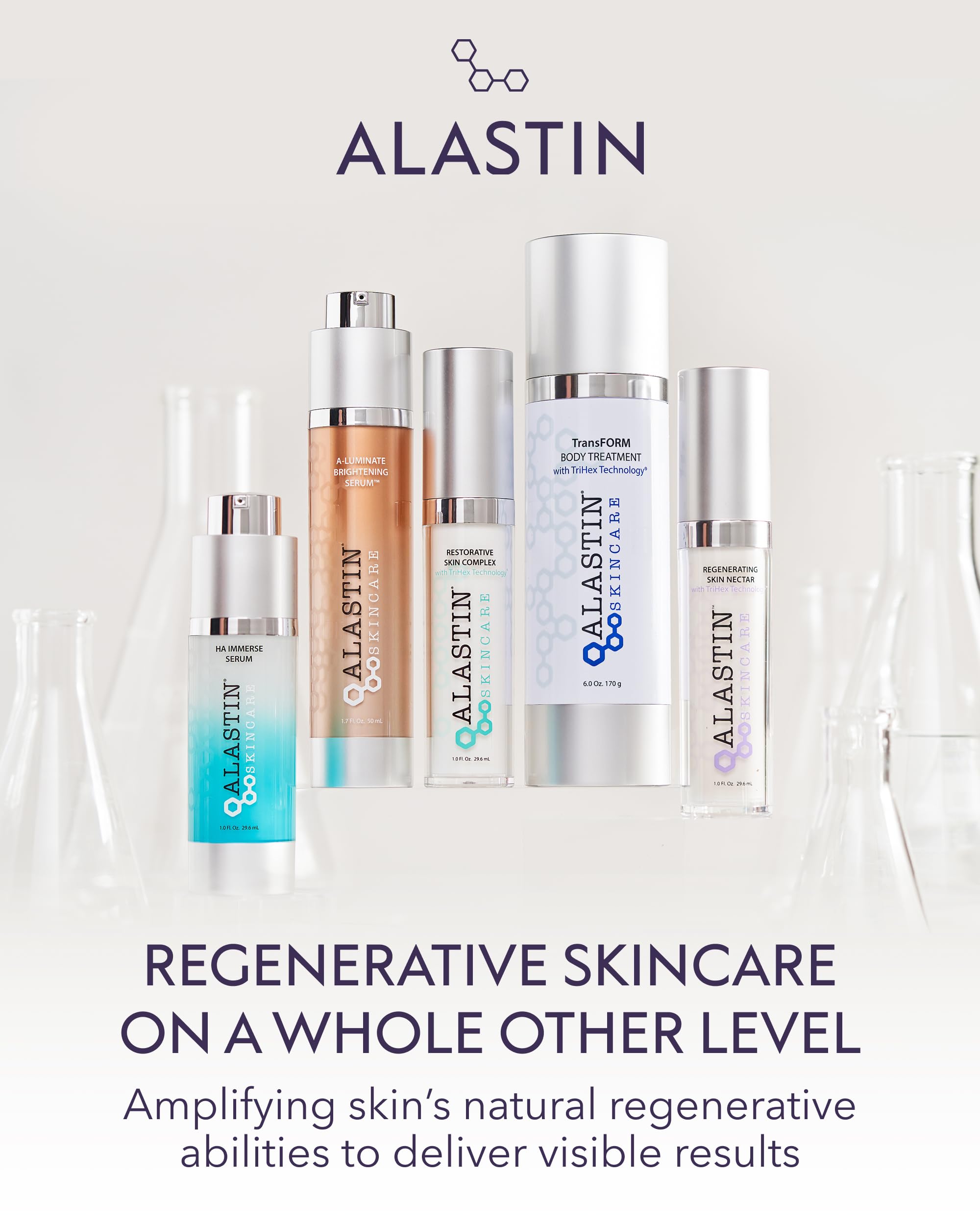 ALASTIN on bathroom vanity in lifestyle scene suggesting daily skincare routine