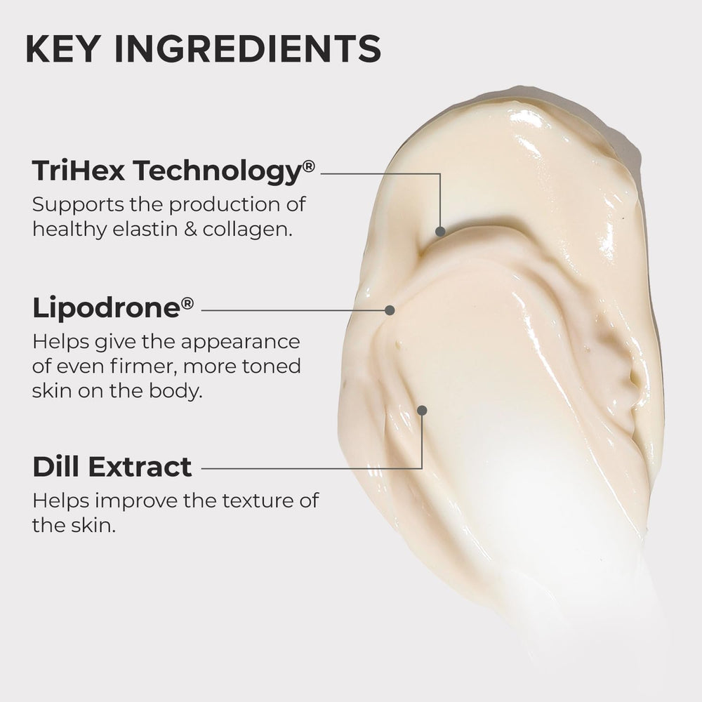 ALASTIN Skincare applying TransFORM Body Treatment to upper arm for firmer appearance