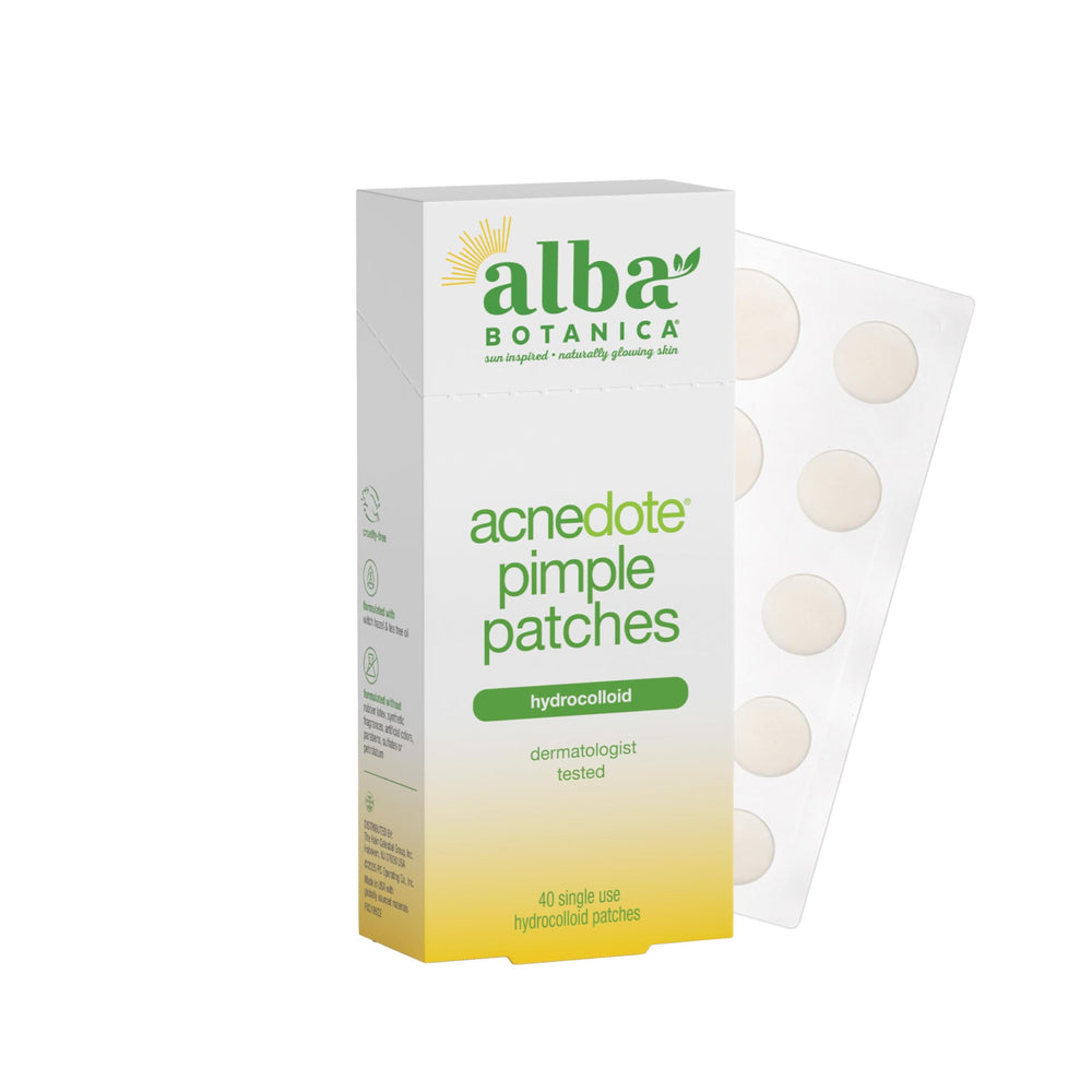 Alba Botanica front packaging showing 40-count box protecting blemishes