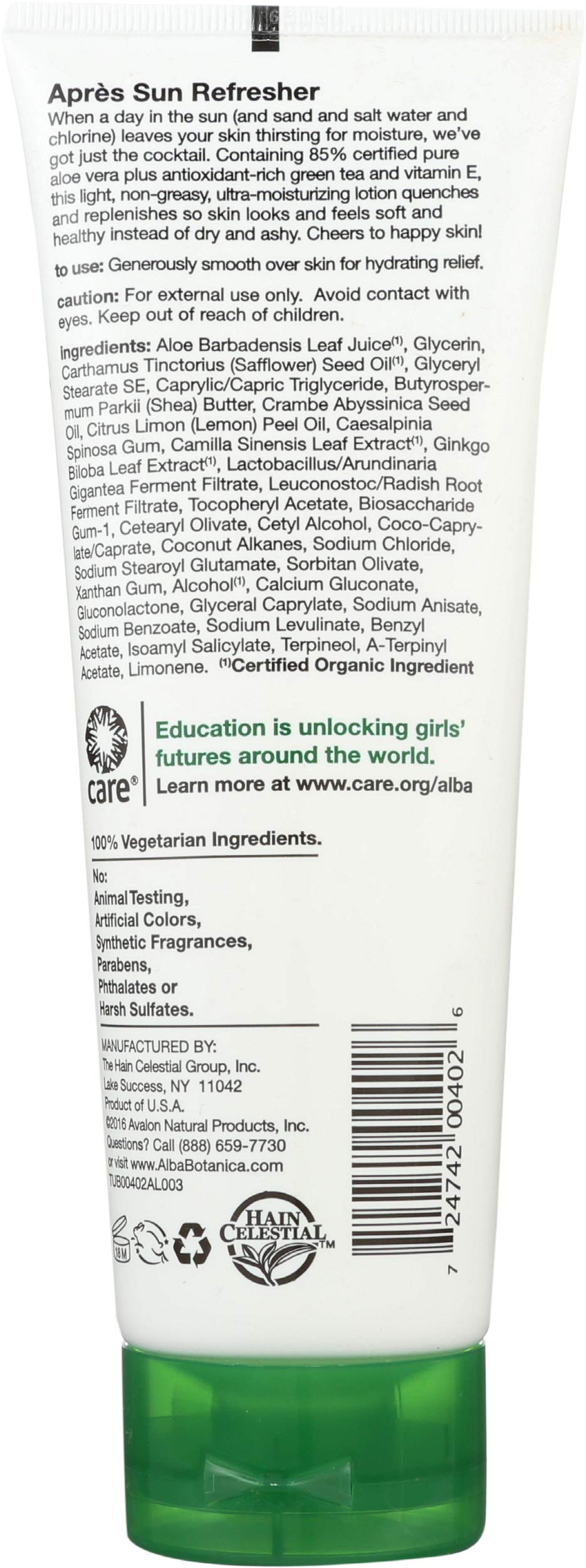 Alba Botanica aloe texture close-up highlighting cooling hydration effect