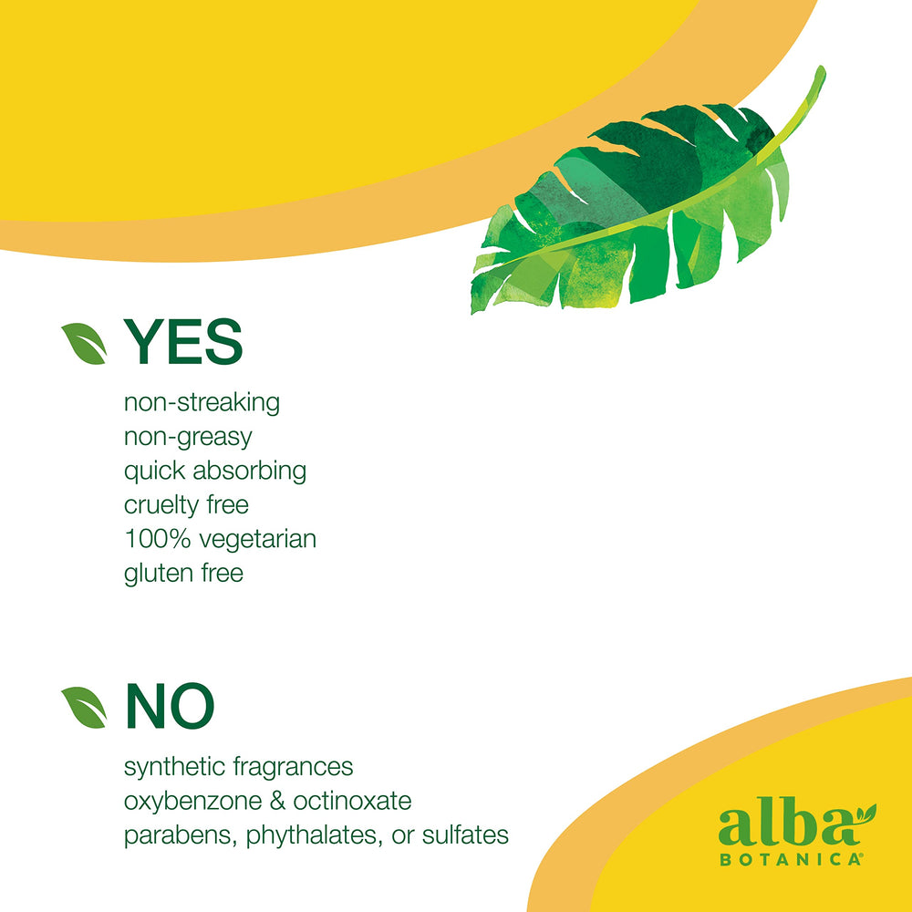 Alba Botanica application mitt with lotion demonstrating even, streak-free benefit