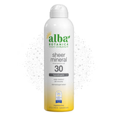 Alba Botanica front bottle showing label and SPF 30 protection benefit