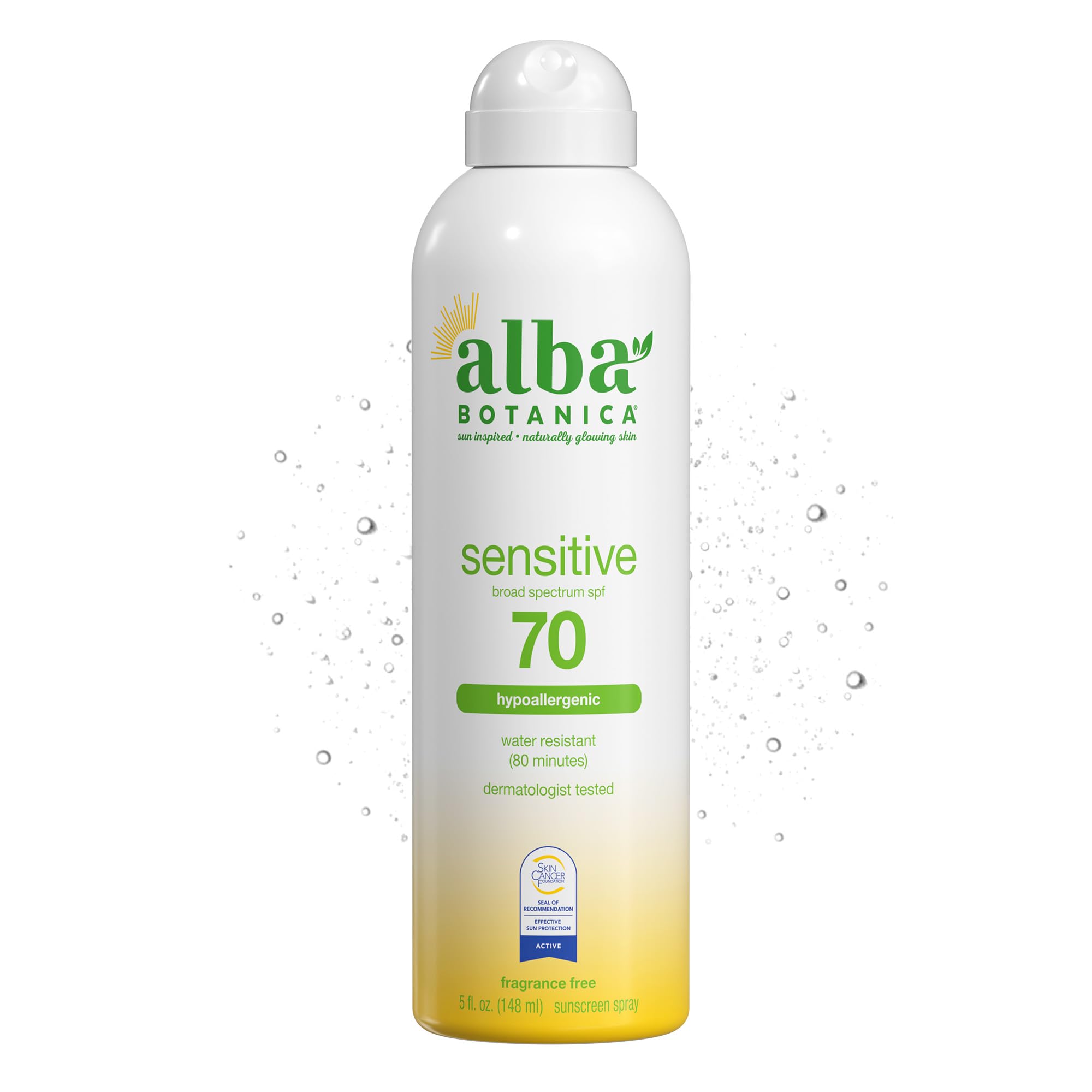 Alba Botanica front packaging showing SPF 70 and fragrance-free benefit