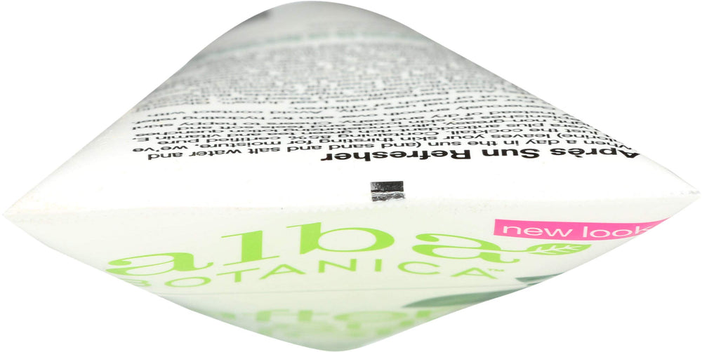 Alba Botanica ingredient label detail featuring plant-based formulation benefits