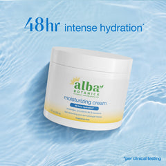 Alba Botanica open jar top view showing smooth moisturizing cream