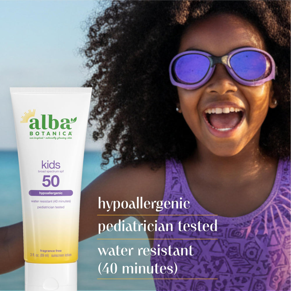 Applying Alba Botanica on a child’s arm for fast, even coverage