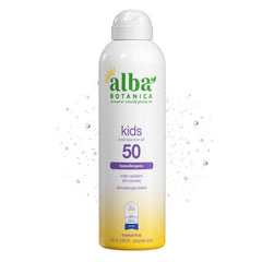 Alba Botanica front bottle showing SPF and tropical fruit benefits