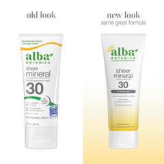 Alba Botanica label close-up highlighting mineral SPF and ingredients