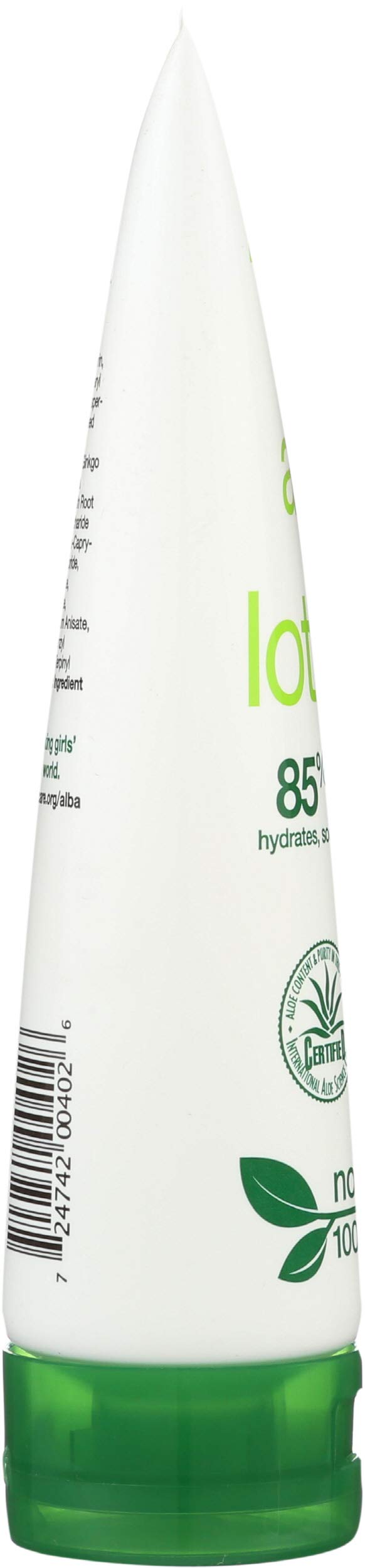 Alba Botanica lotion applied to arm showing soothing, non-greasy finish