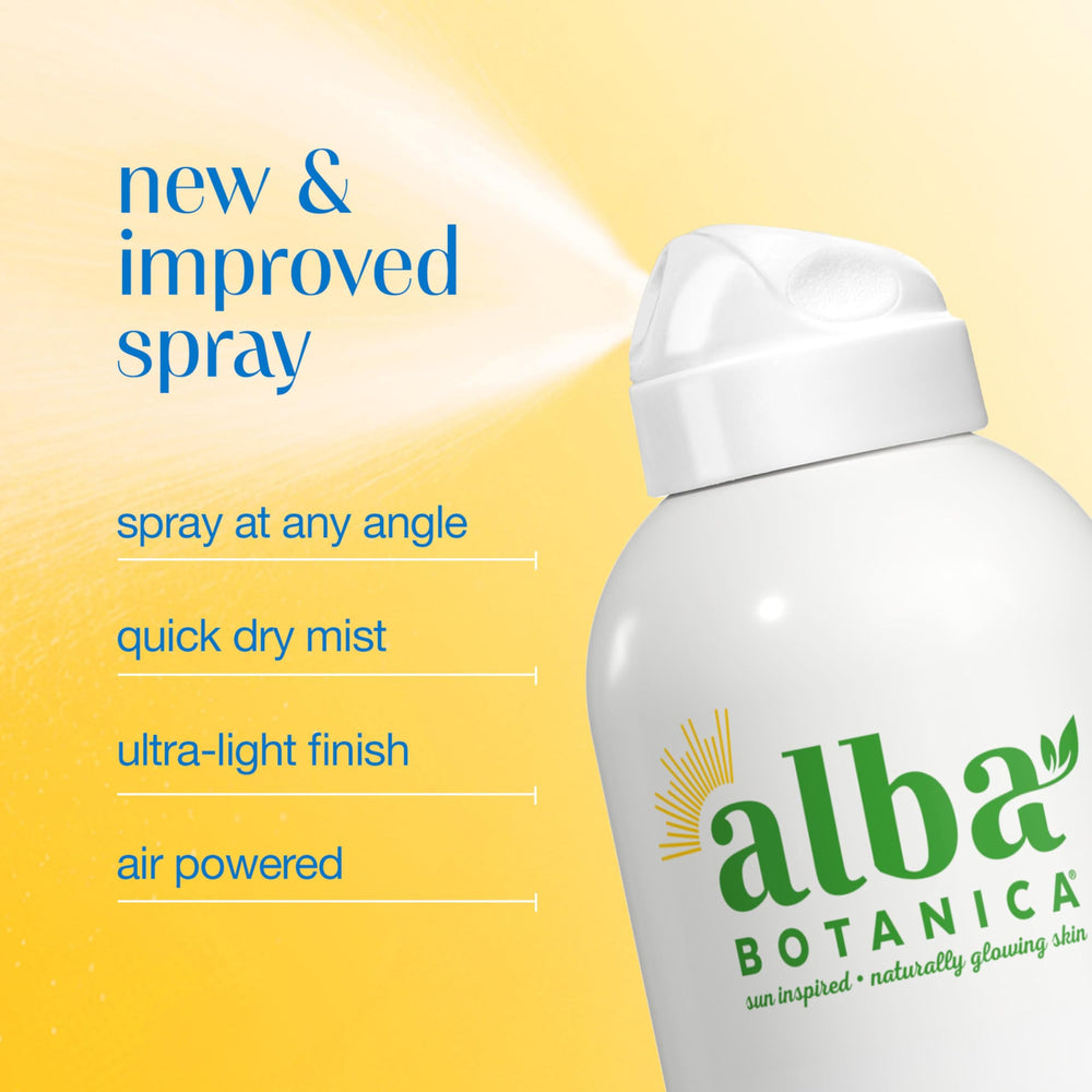 Alba Botanica mist on skin highlighting fast-absorbing hydration