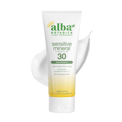 Alba Botanica front packaging showing SPF 30 protection and travel-friendly tube