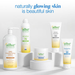 Alba Botanica next to sunglasses showing travel-friendly pocket size benefit