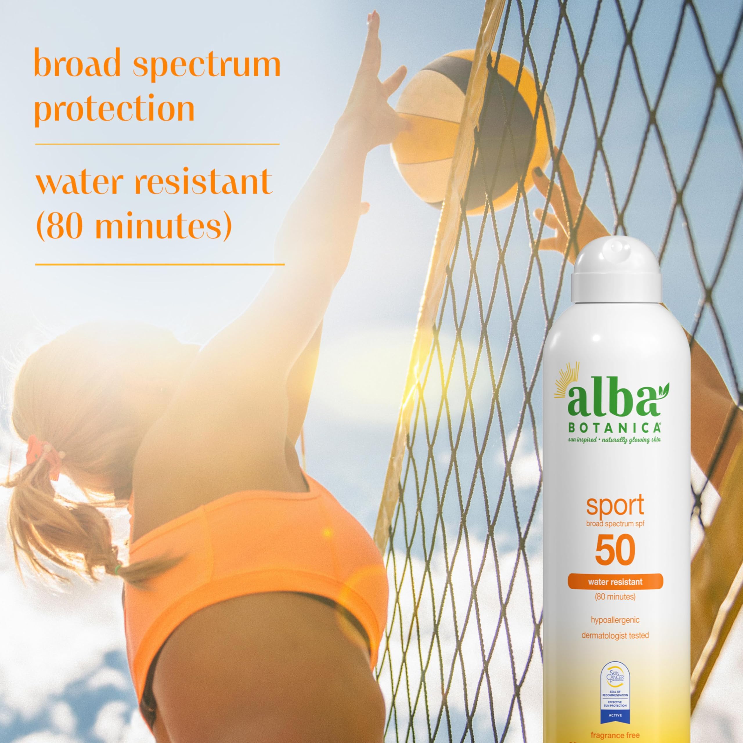Alba Botanica 5 fl oz bottle next to water bottle for portable convenience