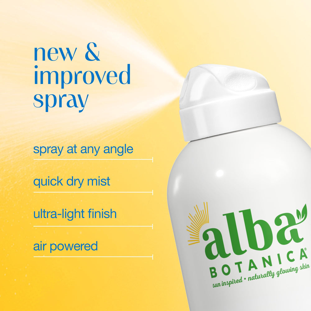 Alba Botanica spray nozzle close-up demonstrating easy even application