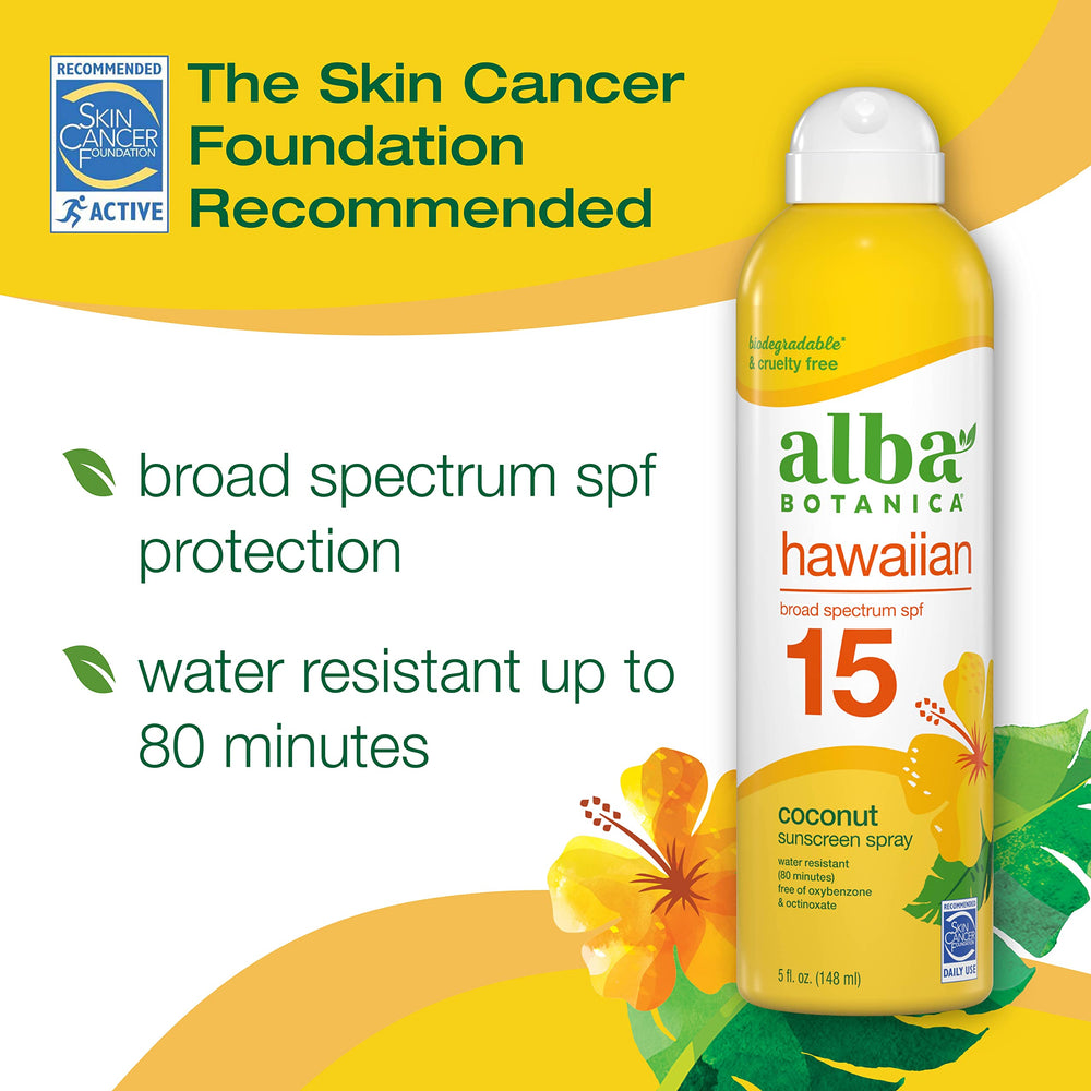 Alba Botanica spray nozzle close-up demonstrating even mist application for faster coverage