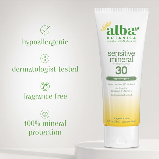 Alba Botanica lotion texture spread on hand illustrating lightweight absorbency