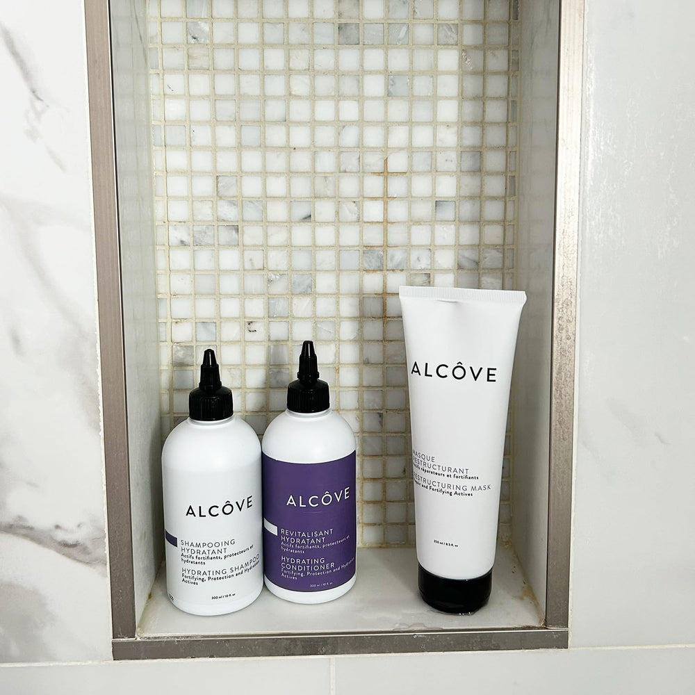 Alcôve in-use wet hair application with improved manageability