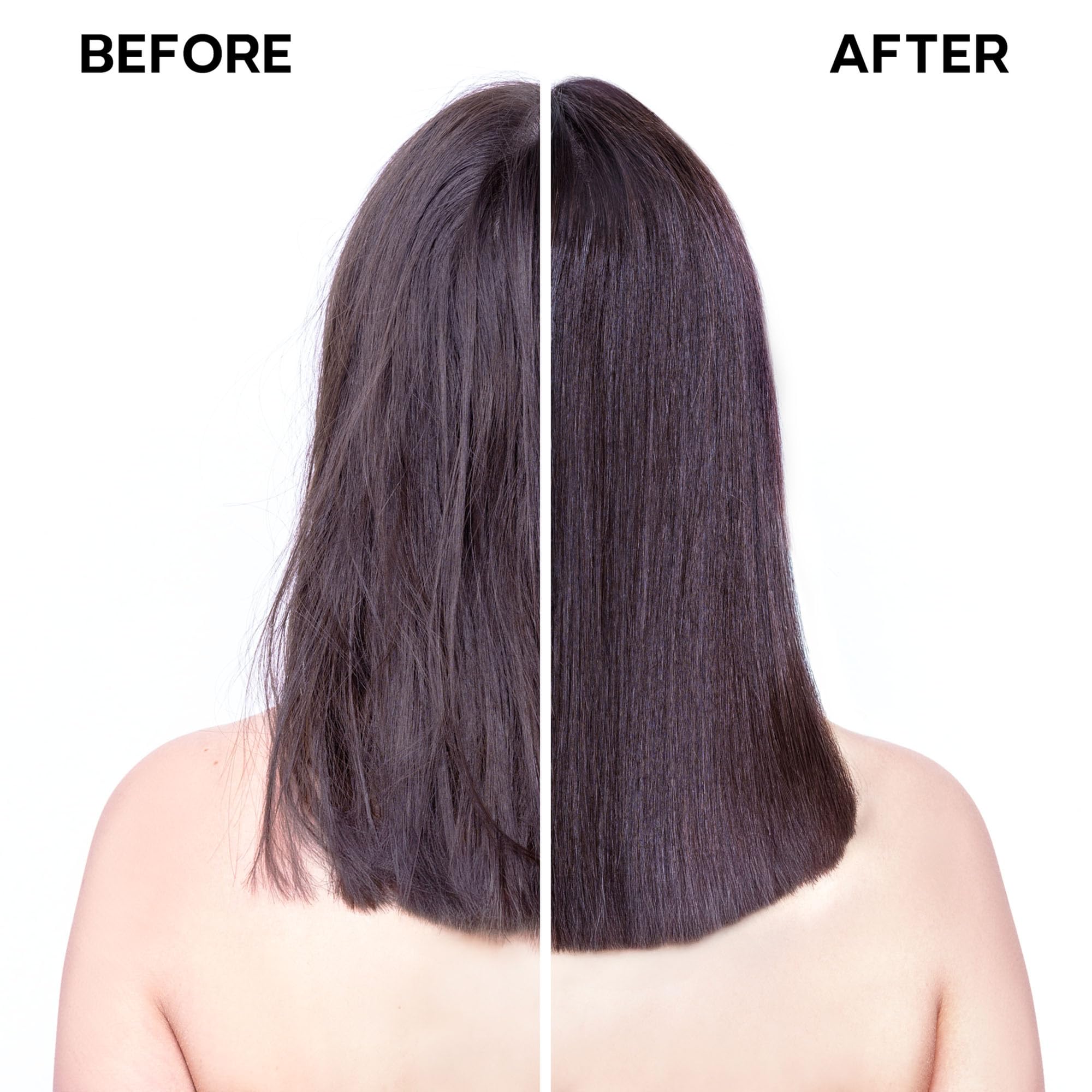 ALFAPARF MILANO before and after hair shine comparison showing improved gloss