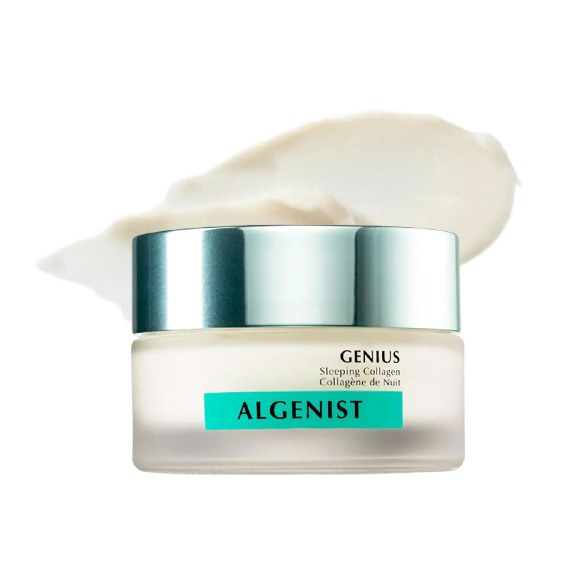 Algenist front jar showing product and overnight hydration benefits