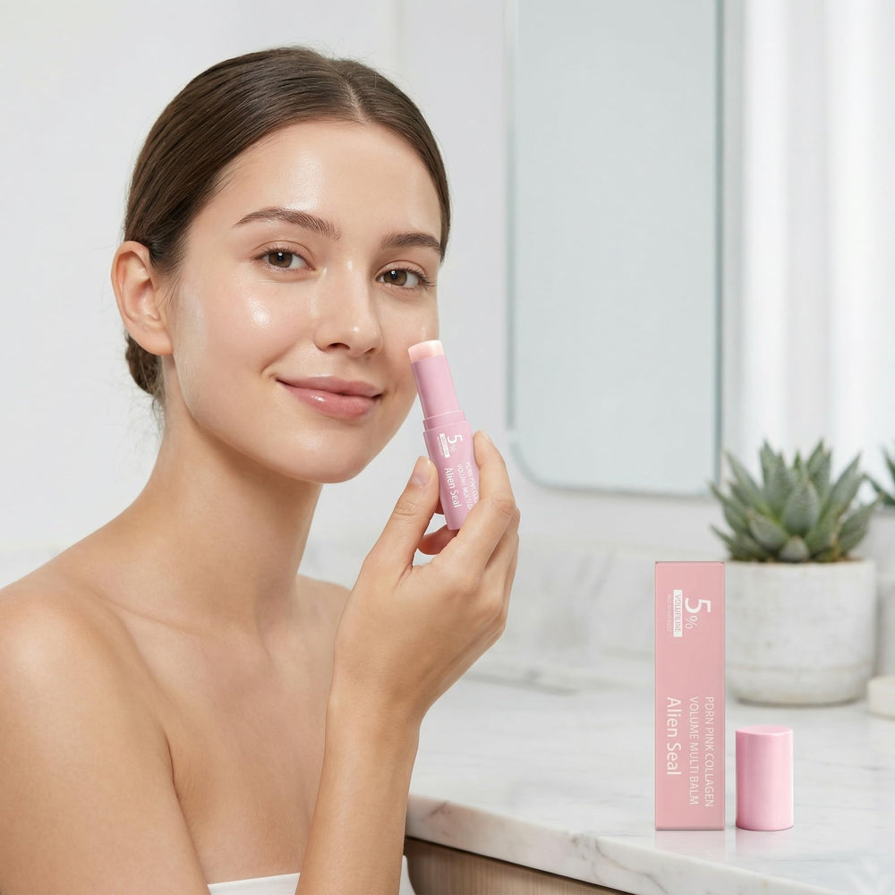 Alien Seal balm applied under-eye demonstrating delicate area smoothing benefit