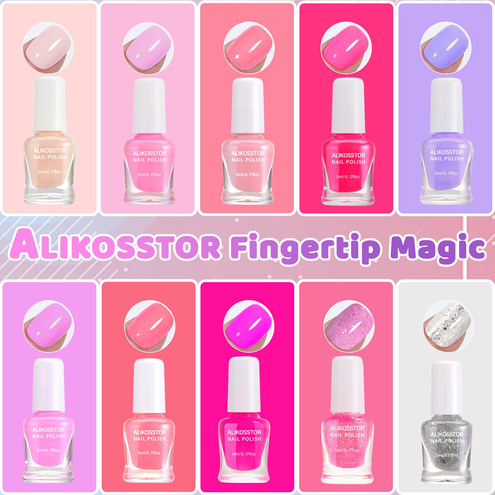 ALIKOSSTOR peel-off demo lifting polish cleanly to show easy remover-free cleanup