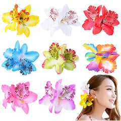 ALIMITOPIA front view of fabric orchid clip shows vibrant color and shape benefit