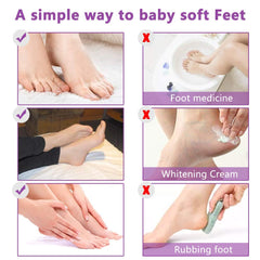 ALIVER person wearing foot mask booties at home for easy treatment