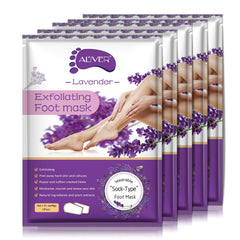 ALIVER front packaging showing five lavender foot mask sachets and benefits