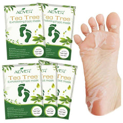 ALIVER front packaging showing five tea tree foot peel masks and benefits
