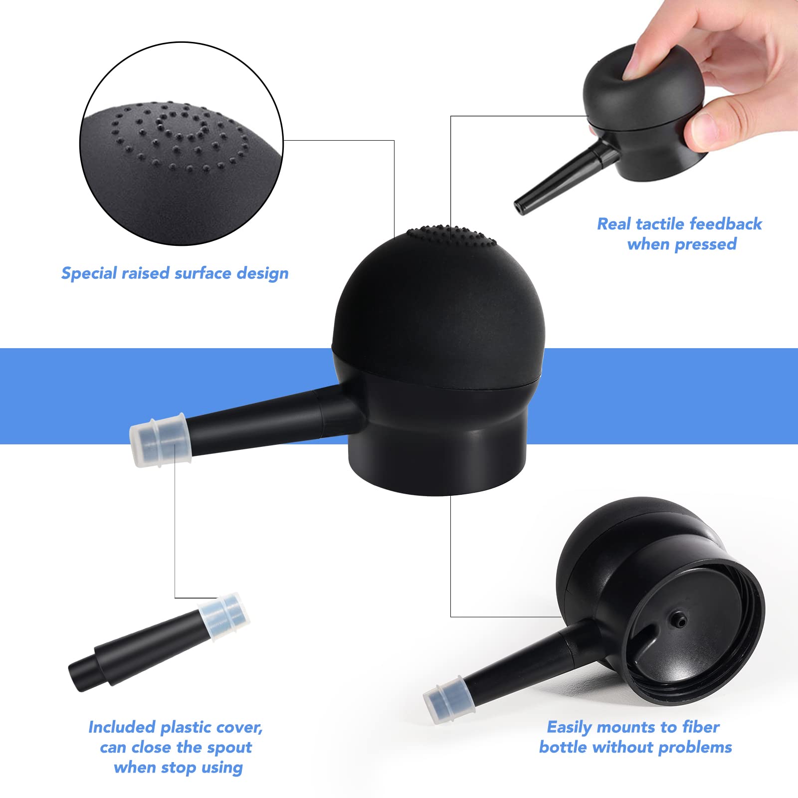 ALIVER nozzle next to ruler showing compact size and travel convenience